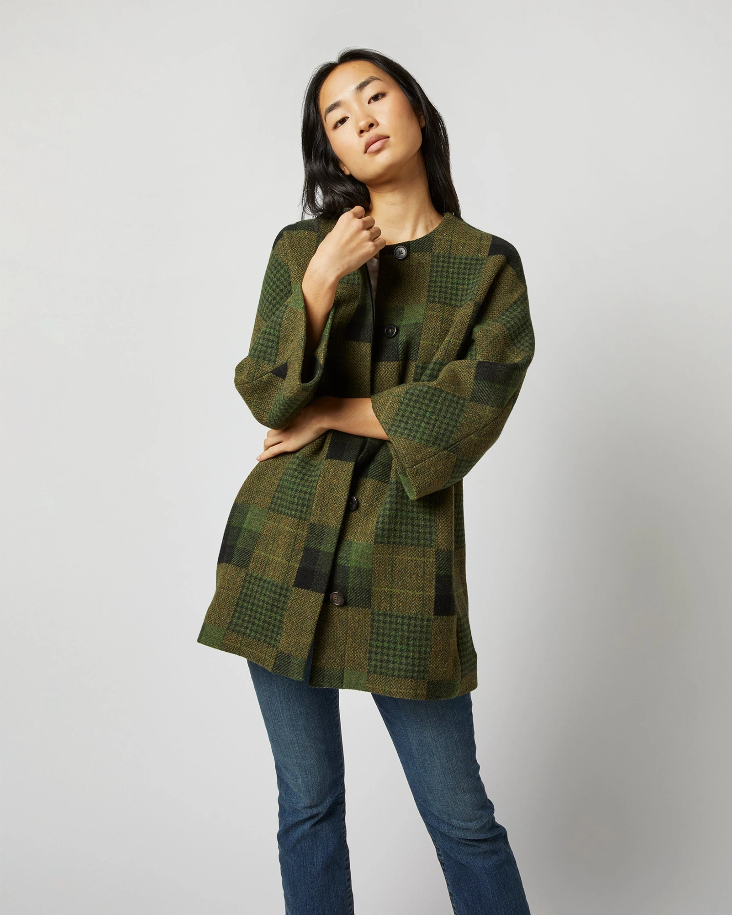 Eleanor Coat In Hunter Multi Patchwork Jacquard 7 Eleanor Coat In Hunter Multi Patchwork Jacquard - Image 7