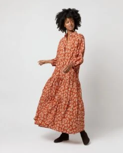 Isla Shirtdress In Orange Autumn Floral Crinkle Cotton -HERNO || ULLA JOHNSON || A.P.C. Shop S71402 841