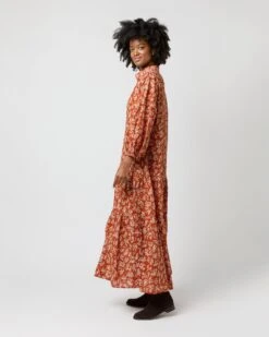 Isla Shirtdress In Orange Autumn Floral Crinkle Cotton -HERNO || ULLA JOHNSON || A.P.C. Shop S71402 845