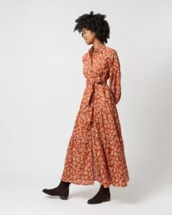 Isla Shirtdress In Orange Autumn Floral Crinkle Cotton -HERNO || ULLA JOHNSON || A.P.C. Shop S71402 886