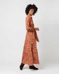 Isla Shirtdress In Orange Autumn Floral Crinkle Cotton -HERNO || ULLA JOHNSON || A.P.C. Shop S71402 899
