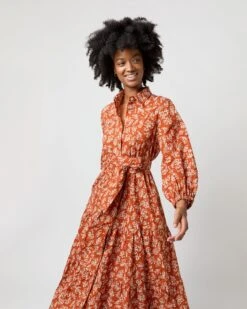 Isla Shirtdress In Orange Autumn Floral Crinkle Cotton -HERNO || ULLA JOHNSON || A.P.C. Shop S71402 931