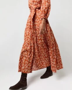 Isla Shirtdress In Orange Autumn Floral Crinkle Cotton -HERNO || ULLA JOHNSON || A.P.C. Shop S71402 976