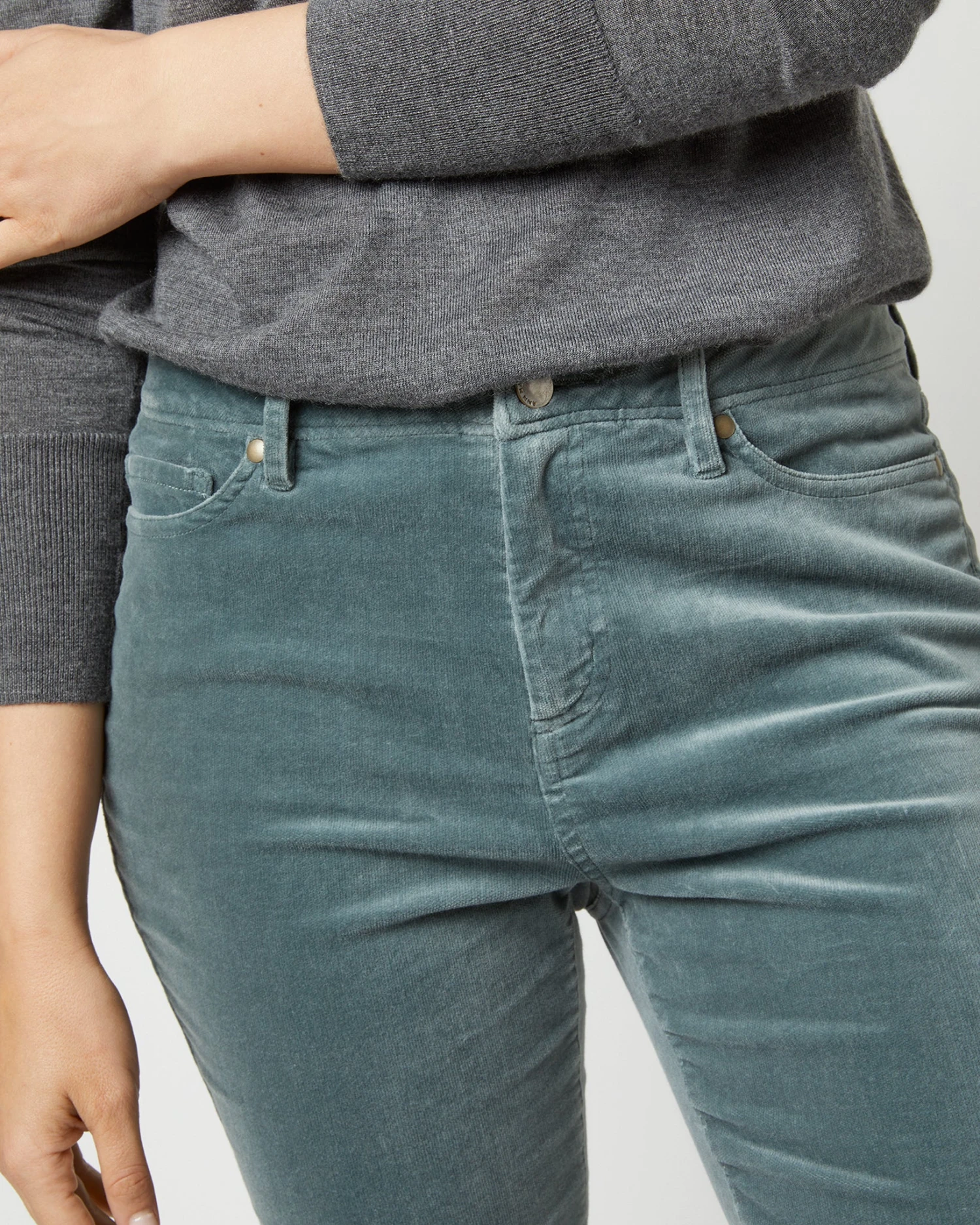 Flare Cropped 5-Pocket Jean In Lovat Stretch Velveteen 2 Flare Cropped 5-Pocket Jean In Lovat Stretch Velveteen - Image 2