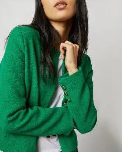 Megan Cardigan Jacket In Green Bouclé Tweed 13 Megan Cardigan Jacket In Green Bouclé Tweed -HERNO || ULLA JOHNSON || A.P.C. Shop S71409 3442