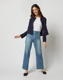 Megan Cardigan Jacket In Navy Bouclé Tweed -HERNO || ULLA JOHNSON || A.P.C. Shop S71410 4392