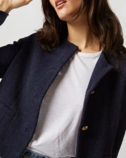 Megan Cardigan Jacket In Navy Bouclé Tweed -HERNO || ULLA JOHNSON || A.P.C. Shop S71410 4456