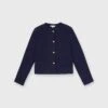 Megan Cardigan Jacket In Navy Bouclé Tweed