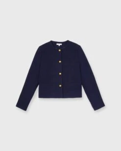 Megan Cardigan Jacket In Navy Bouclé Tweed