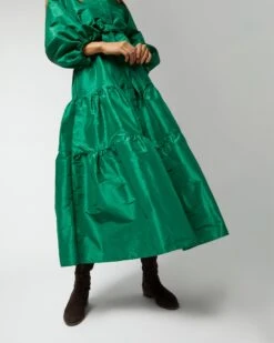 Isla Shirtdress In Green Silk Taffeta 14 Isla Shirtdress In Green Silk Taffeta -HERNO || ULLA JOHNSON || A.P.C. Shop S71411 135