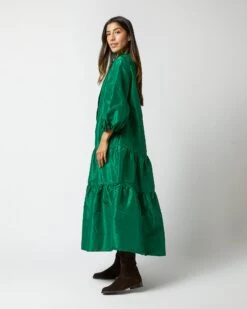 Isla Shirtdress In Green Silk Taffeta 17 Isla Shirtdress In Green Silk Taffeta -HERNO || ULLA JOHNSON || A.P.C. Shop S71411 30