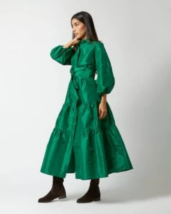 Isla Shirtdress In Green Silk Taffeta 12 Isla Shirtdress In Green Silk Taffeta -HERNO || ULLA JOHNSON || A.P.C. Shop S71411 61