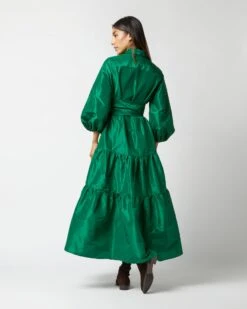 Isla Shirtdress In Green Silk Taffeta 13 Isla Shirtdress In Green Silk Taffeta -HERNO || ULLA JOHNSON || A.P.C. Shop S71411 72