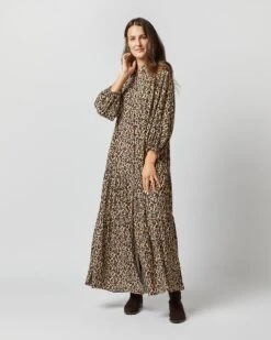 Isla Shirtdress In Camel/Black Painterly Leopard Crepe De Chine 18 Isla Shirtdress In Camel/Black Painterly Leopard Crepe De Chine -HERNO || ULLA JOHNSON || A.P.C. Shop S71420 726
