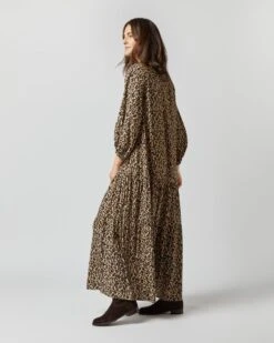 Isla Shirtdress In Camel/Black Painterly Leopard Crepe De Chine 19 Isla Shirtdress In Camel/Black Painterly Leopard Crepe De Chine -HERNO || ULLA JOHNSON || A.P.C. Shop S71420 746