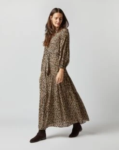Isla Shirtdress In Camel/Black Painterly Leopard Crepe De Chine 12 Isla Shirtdress In Camel/Black Painterly Leopard Crepe De Chine -HERNO || ULLA JOHNSON || A.P.C. Shop S71420 809
