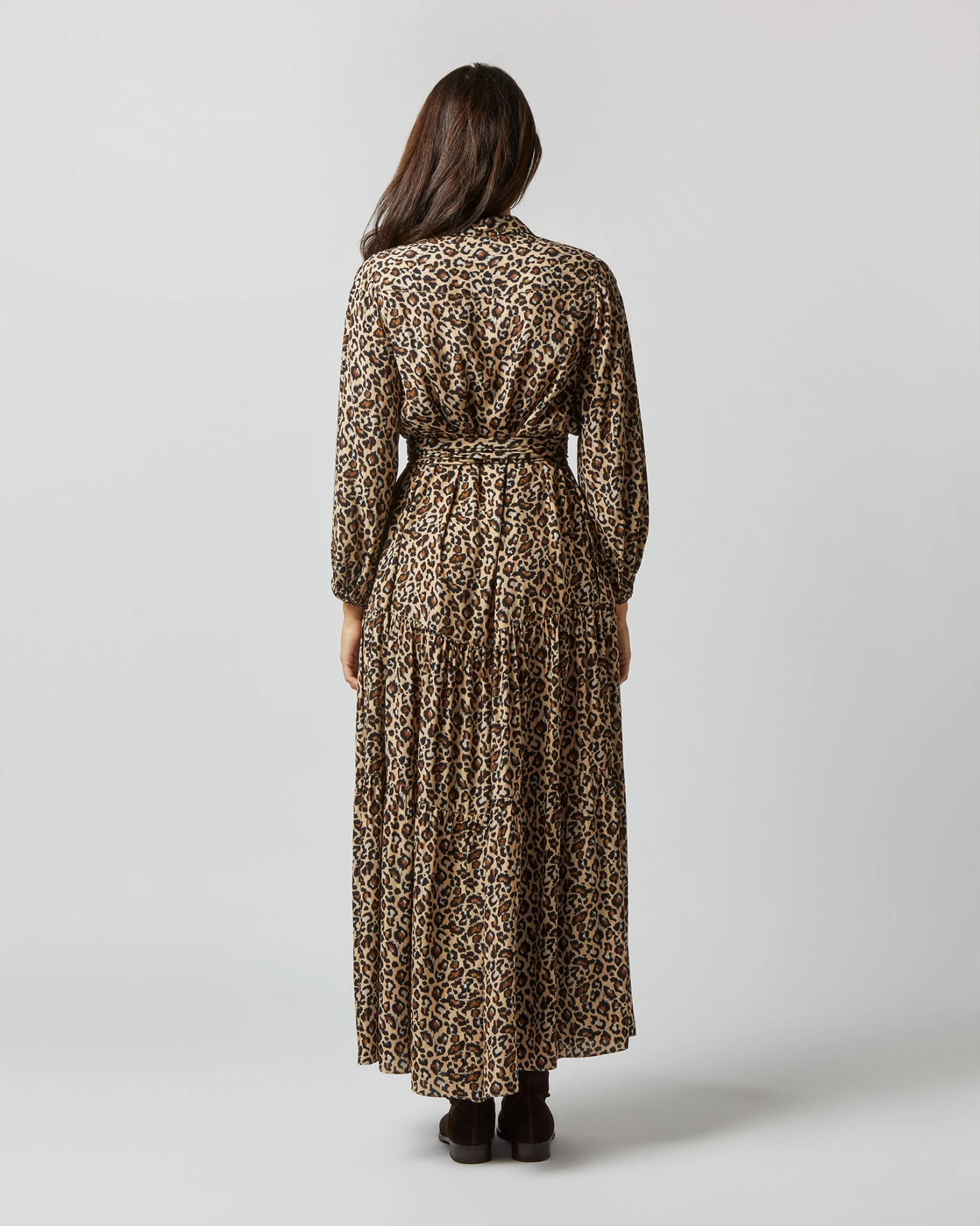 Isla Shirtdress In Camel/Black Painterly Leopard Crepe De Chine 5 Isla Shirtdress In Camel/Black Painterly Leopard Crepe De Chine - Image 5