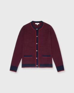 Katie Cardigan In Bordeaux Cotton/Cashmere