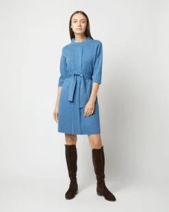 Felice Dress In Mid Heather Blue Merino Wool 7 Felice Dress In Mid Heather Blue Merino Wool -HERNO || ULLA JOHNSON || A.P.C. Shop S71423 1712