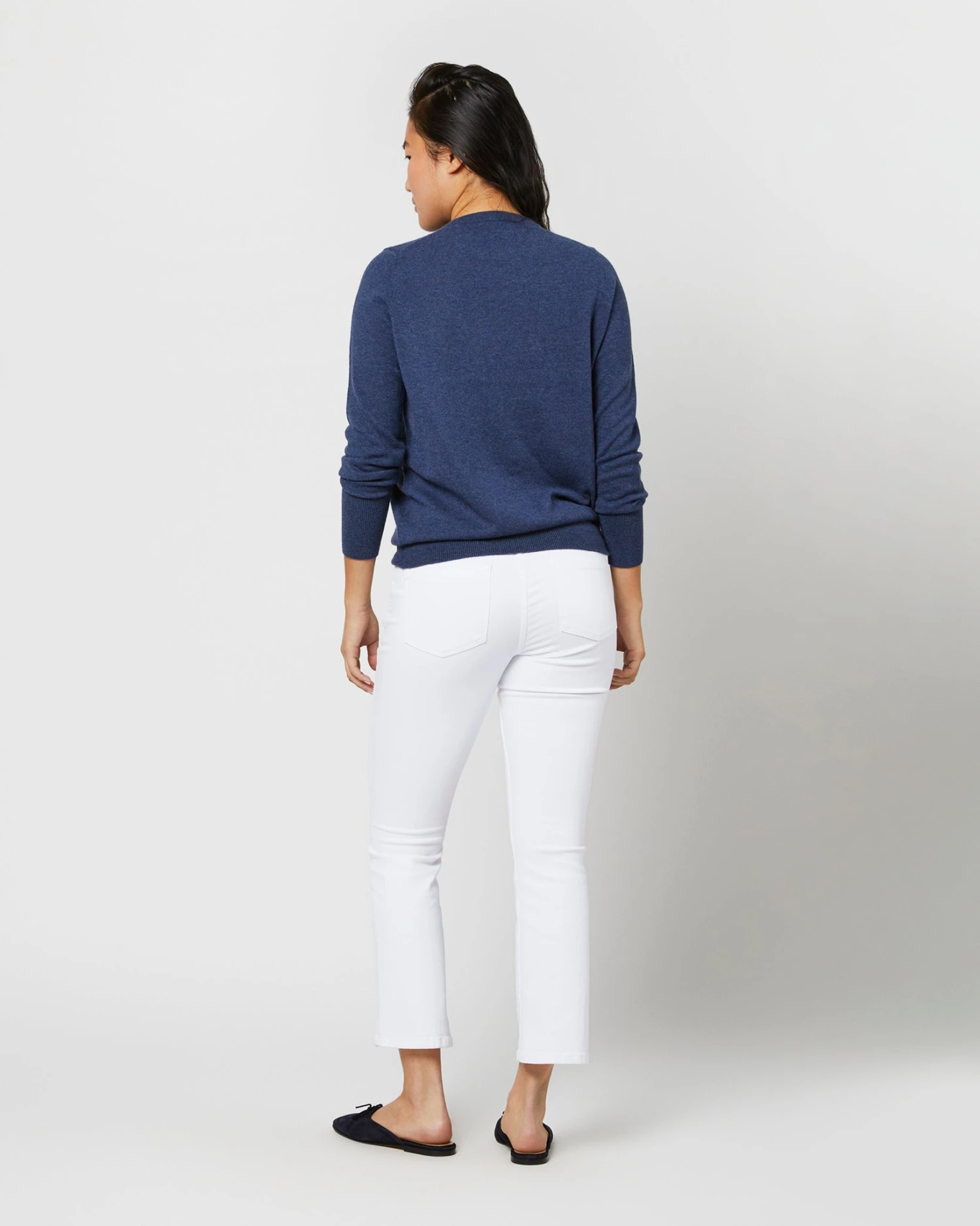 Cydney Boyfriend Crewneck Sweater In Heather Navy Cashmere 6 Cydney Boyfriend Crewneck Sweater In Heather Navy Cashmere - Image 6