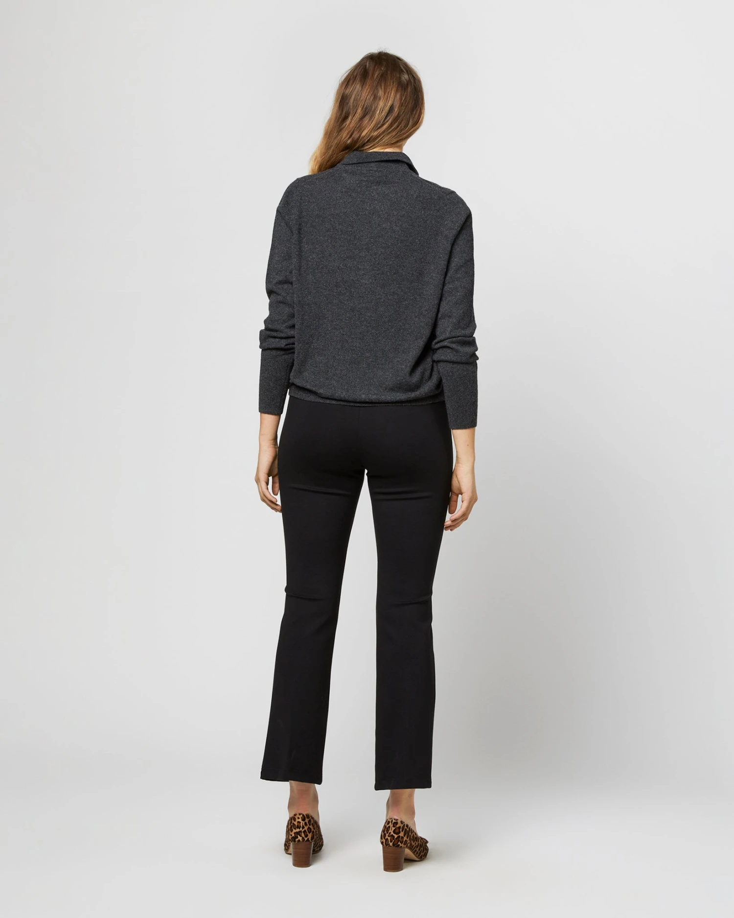 Cydney Johnny-Collar Sweater In Charcoal Cashmere 5 Cydney Johnny-Collar Sweater In Charcoal Cashmere - Image 5