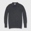 Cydney Johnny-Collar Sweater In Charcoal Cashmere