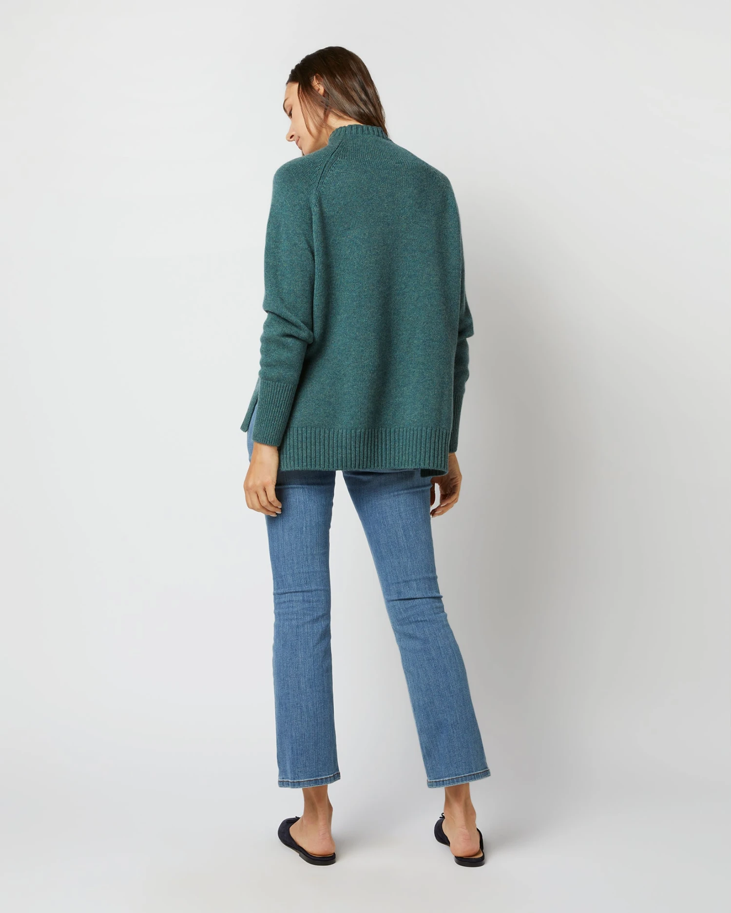 Marie Funnel-Neck Sweater In Heather Pine Cashmere 6 Marie Funnel-Neck Sweater In Heather Pine Cashmere - Image 6