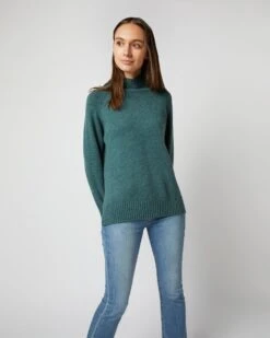 Marie Funnel-Neck Sweater In Heather Pine Cashmere 15 Marie Funnel-Neck Sweater In Heather Pine Cashmere -HERNO || ULLA JOHNSON || A.P.C. Shop S71430 2456