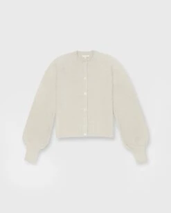 Stella Tuck-Stitch Cardigan In Rice Cashmere