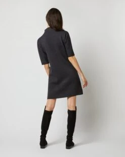 Rowan Short-Sleeved Funnel-Neck Dress In Heather Coal Merino Wool 12 Rowan Short-Sleeved Funnel-Neck Dress In Heather Coal Merino Wool -HERNO || ULLA JOHNSON || A.P.C. Shop S71437 635
