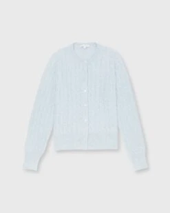 Cable Cardigan In Frost Cashmere