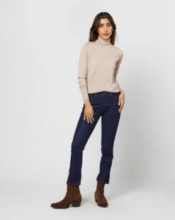 Alida Turtleneck Sweater In Heather Oatmeal Cashmere