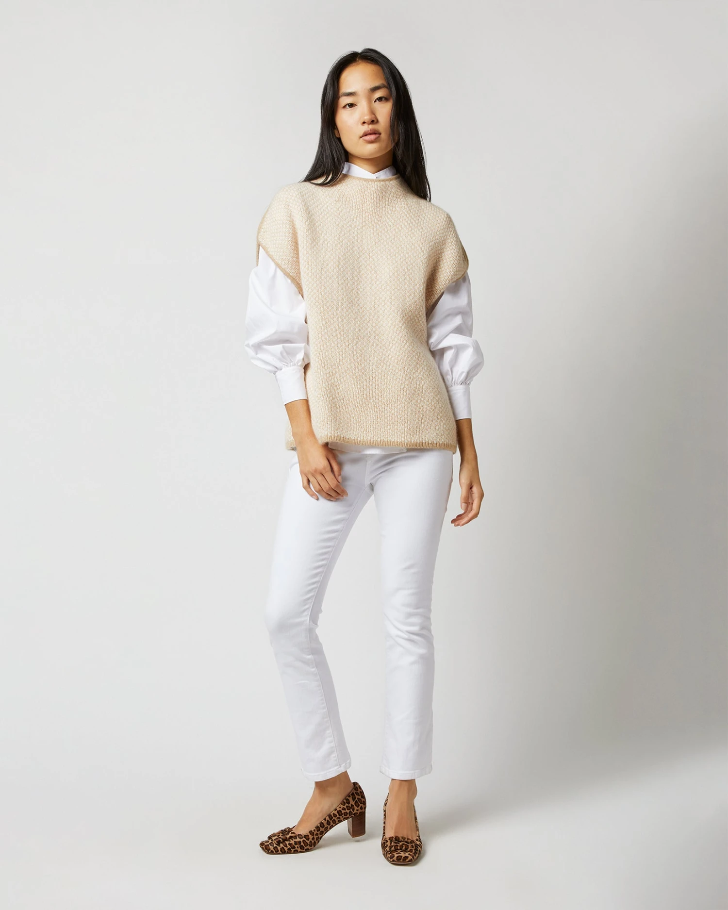 Athena Sweater In Ivory/Oatmeal/Pale Pink Cashmere 1 Athena Sweater In Ivory/Oatmeal/Pale Pink Cashmere