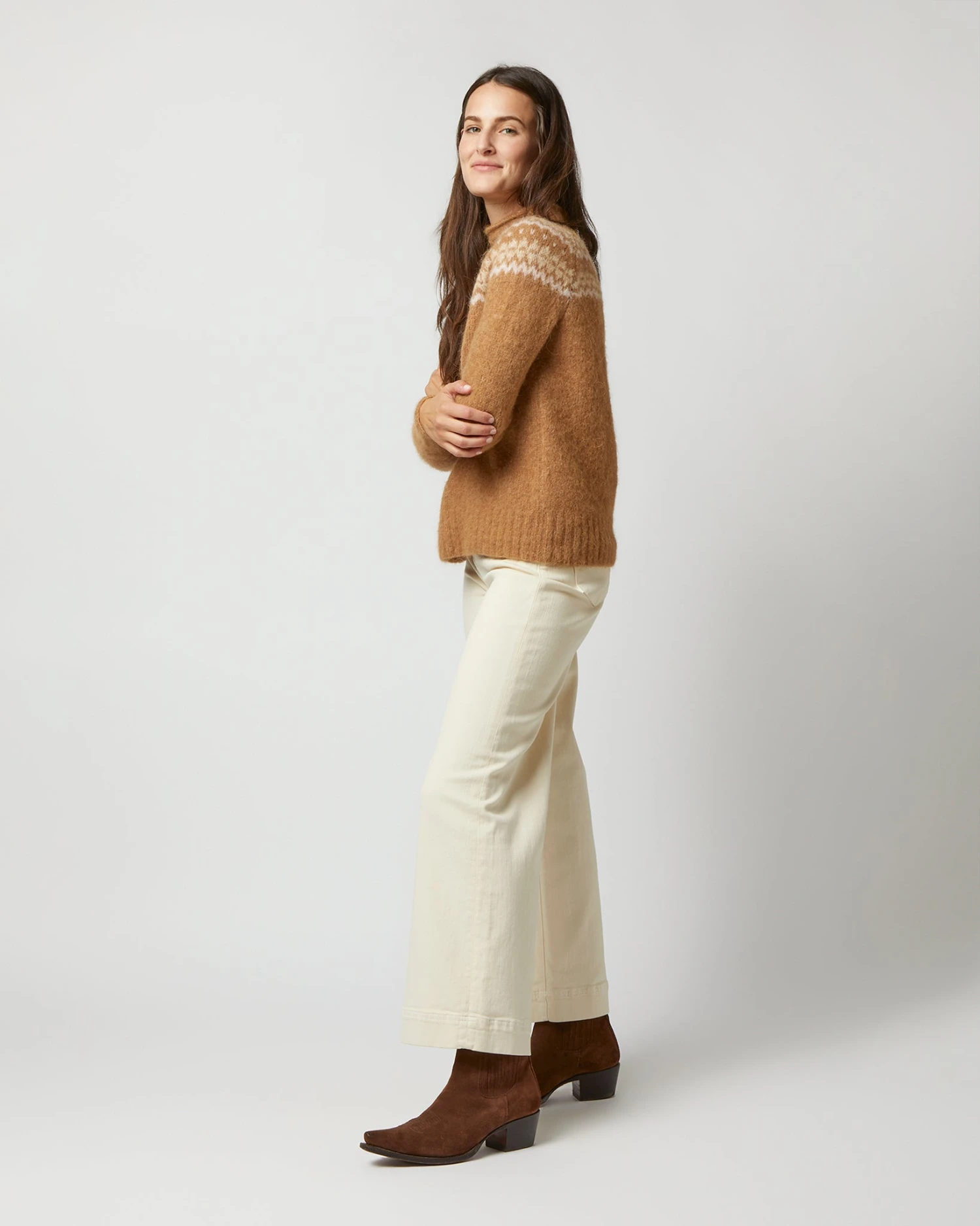 Marge Fairisle Sweater In Camel Brushed Wool/Alpaca Blend 5 Marge Fairisle Sweater In Camel Brushed Wool/Alpaca Blend - Image 5