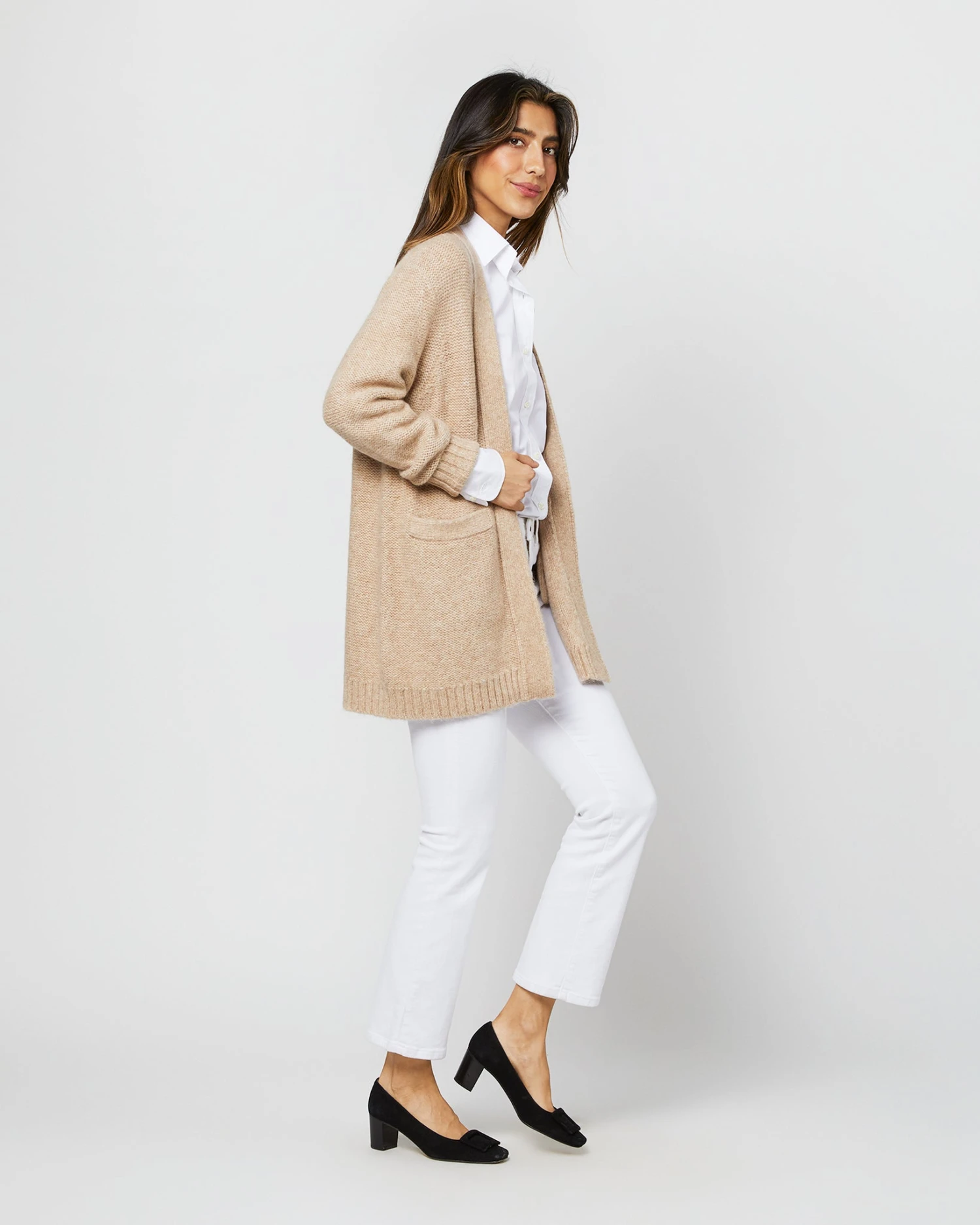 Tatum Cardigan In Light Natural Baby Alpaca/Baby Camel Hair Blend 5 Tatum Cardigan In Light Natural Baby Alpaca/Baby Camel Hair Blend - Image 5