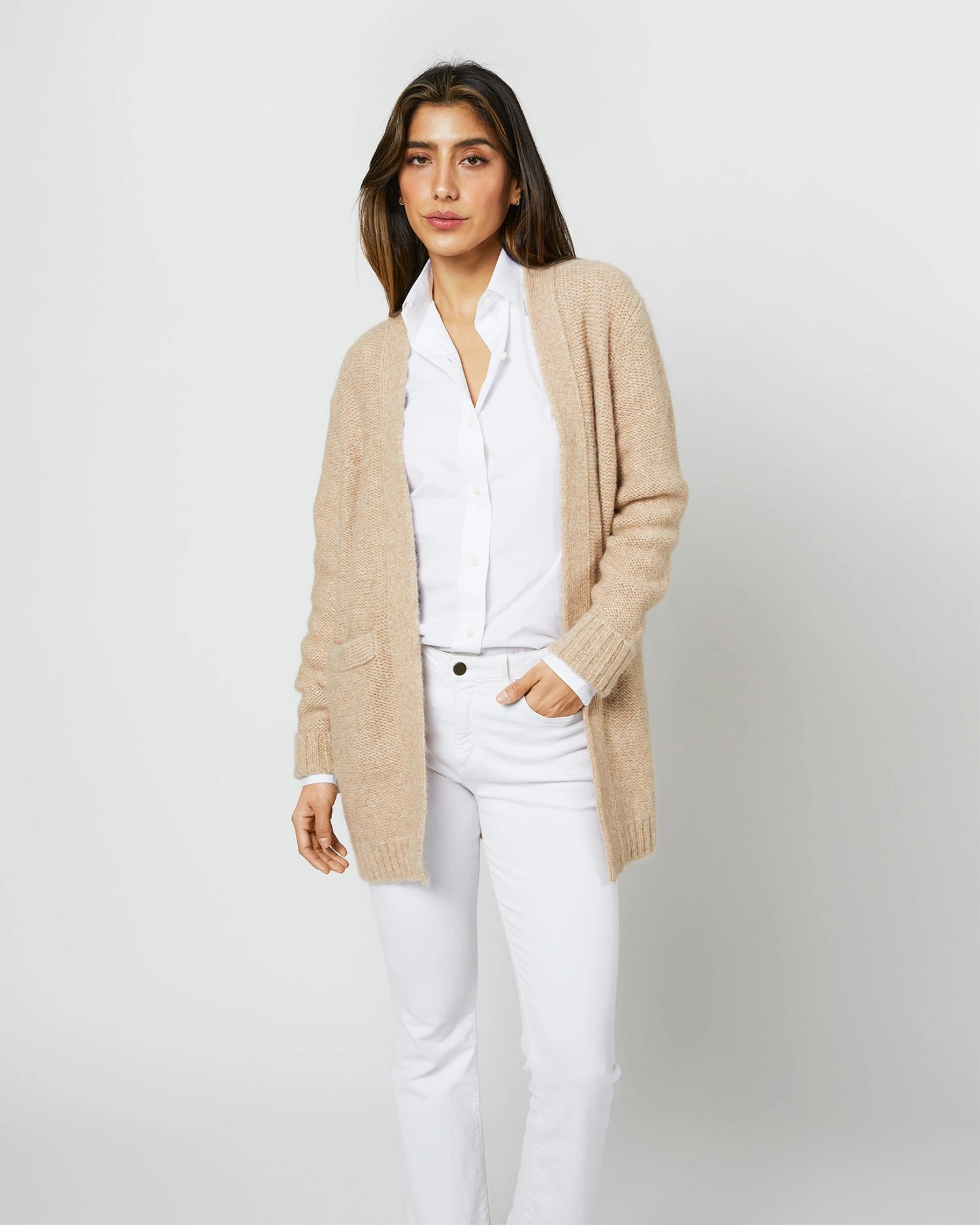 Tatum Cardigan In Light Natural Baby Alpaca/Baby Camel Hair Blend 6 Tatum Cardigan In Light Natural Baby Alpaca/Baby Camel Hair Blend - Image 6