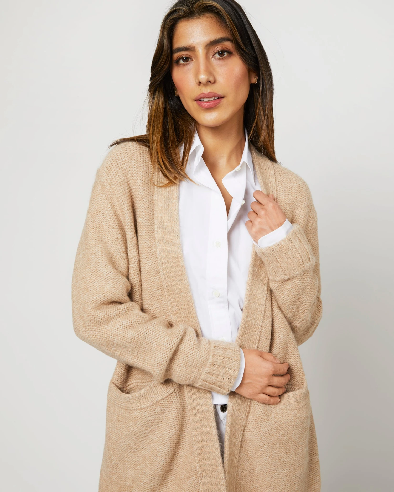 Tatum Cardigan In Light Natural Baby Alpaca/Baby Camel Hair Blend 7 Tatum Cardigan In Light Natural Baby Alpaca/Baby Camel Hair Blend - Image 7