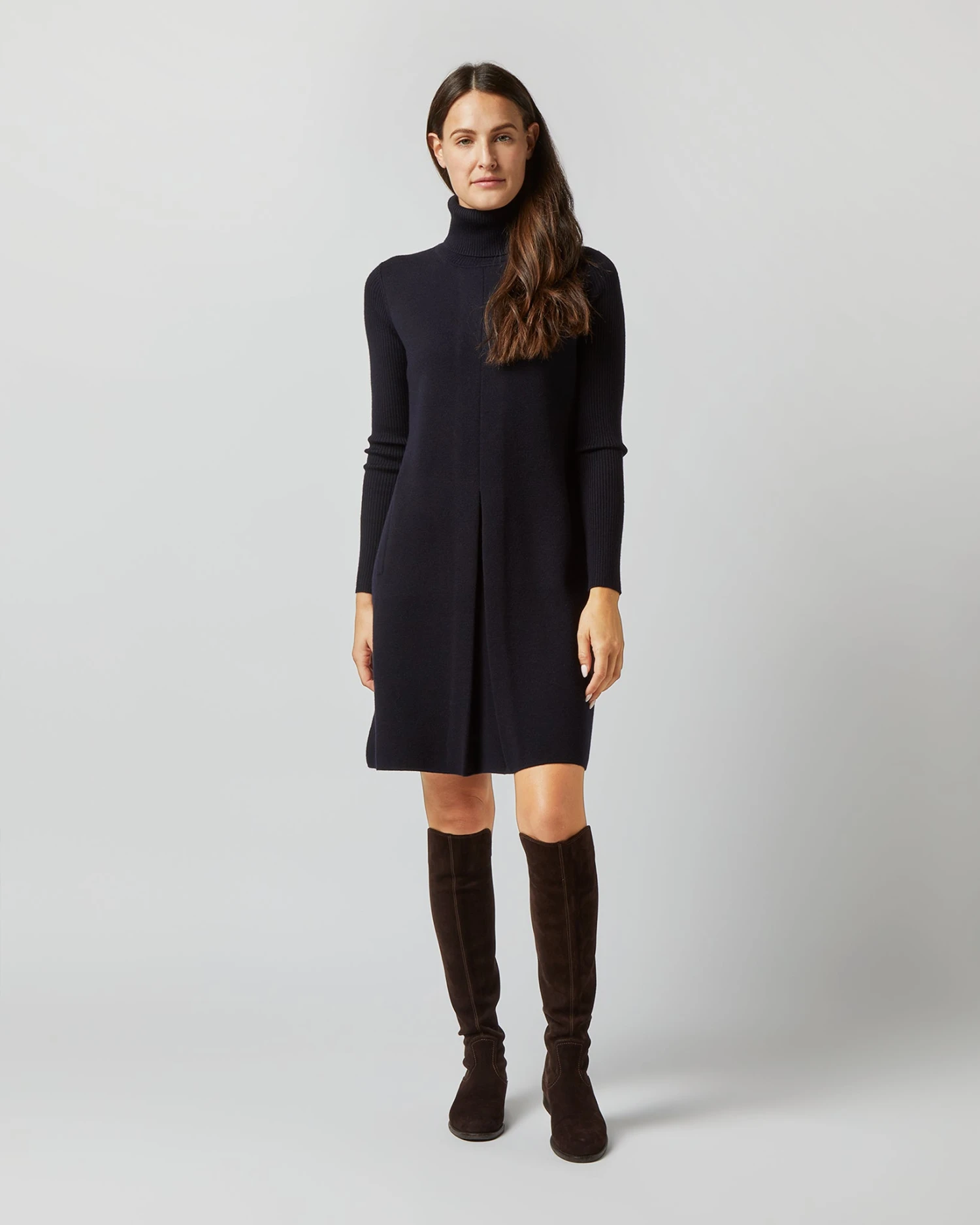 Fosette Dress In Navy Merino Wool 5 Fosette Dress In Navy Merino Wool - Image 5