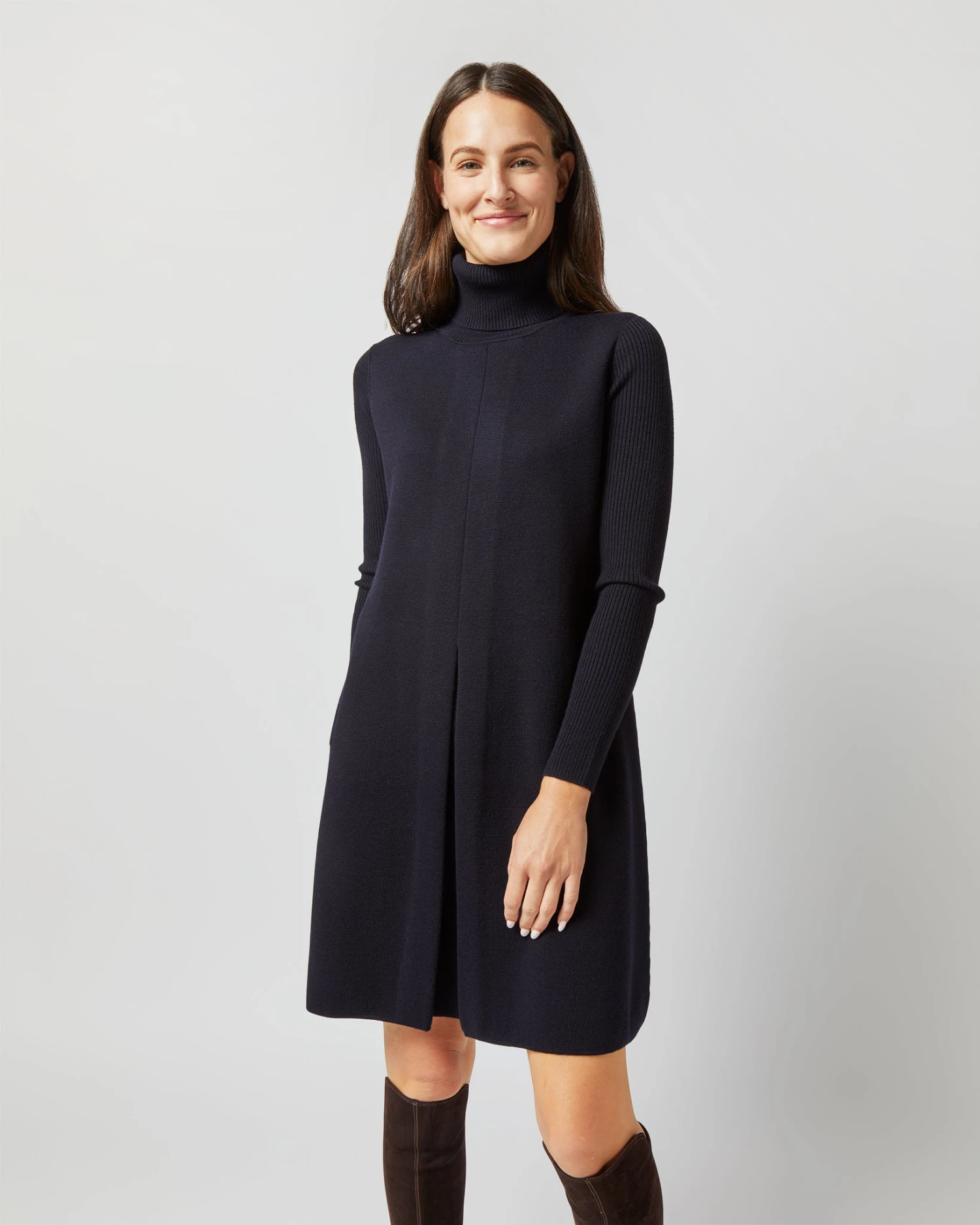 Fosette Dress In Navy Merino Wool 7 Fosette Dress In Navy Merino Wool - Image 7