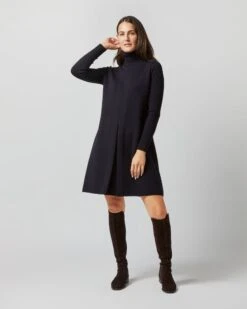 Fosette Dress In Navy Merino Wool