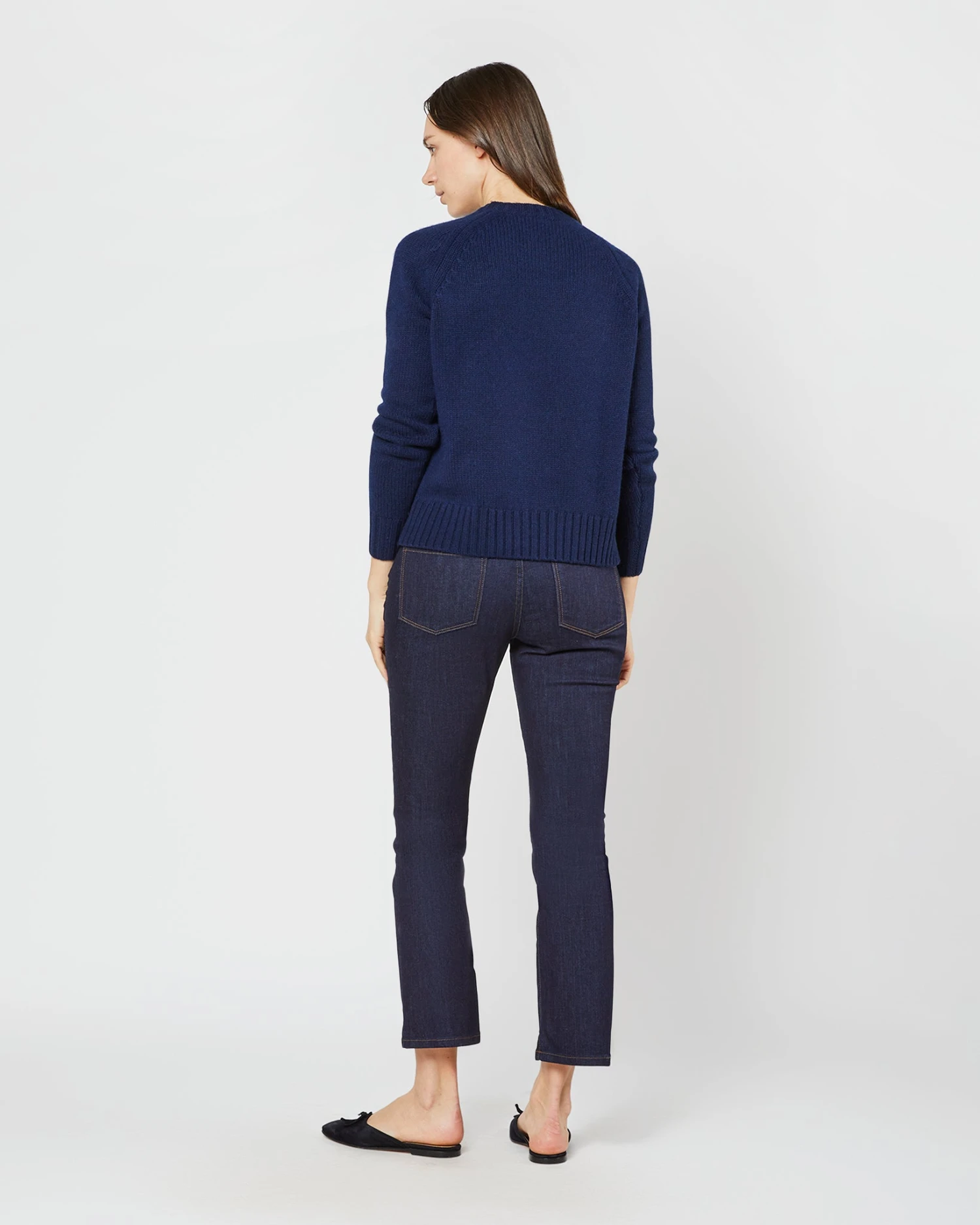 Eli Mid-Gauge Crewneck Sweater In Bright Navy Cashmere 6 Eli Mid-Gauge Crewneck Sweater In Bright Navy Cashmere - Image 6