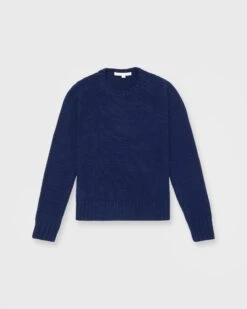 Eli Mid-Gauge Crewneck Sweater In Bright Navy Cashmere