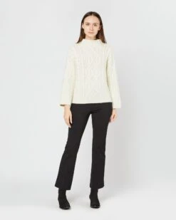 Jocelyn Aran Sweater In Ivory Wool/Baby Alpaca Blend