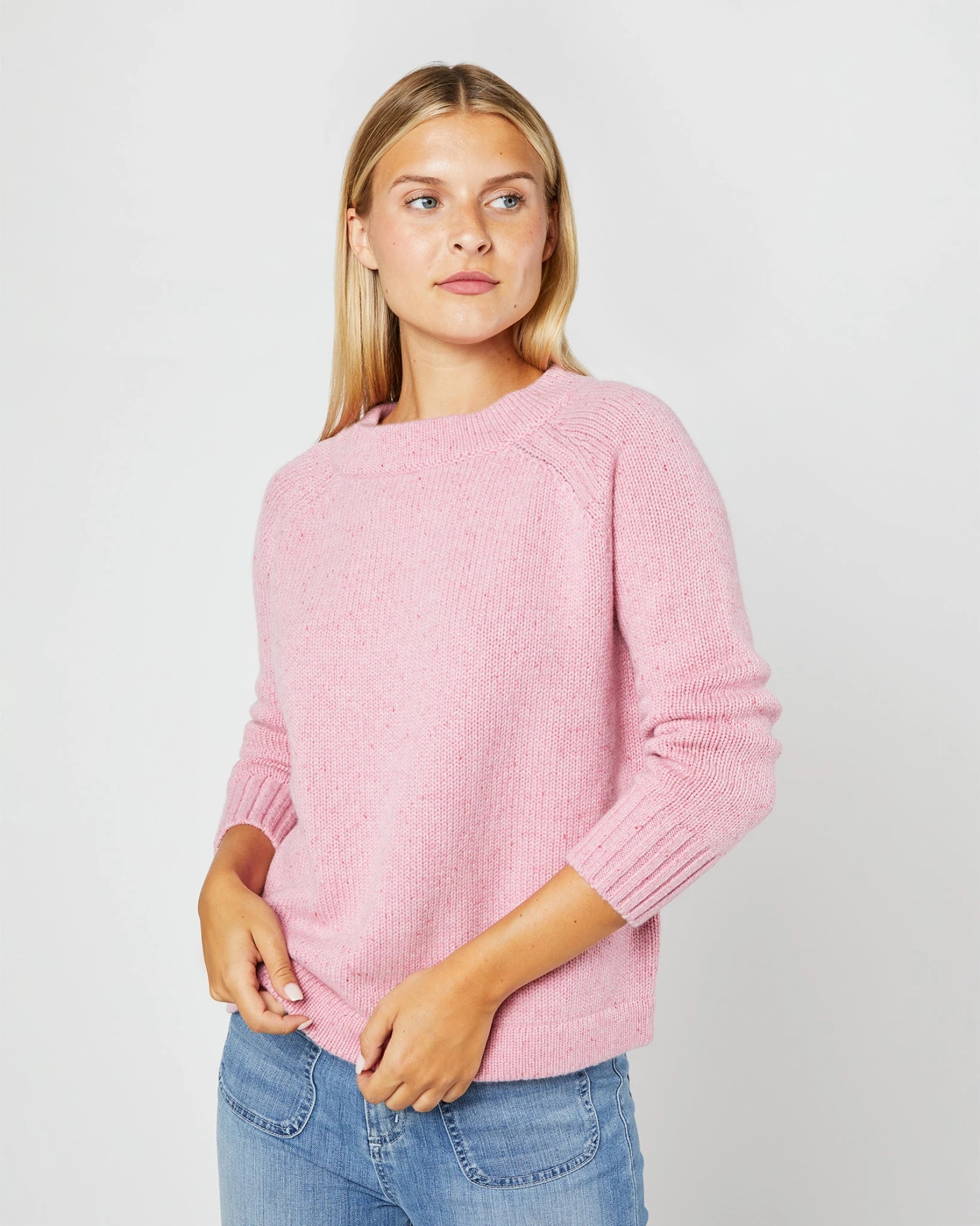 Golightly Sweater In Pink Donegal Cashmere 2 Golightly Sweater In Pink Donegal Cashmere - Image 2