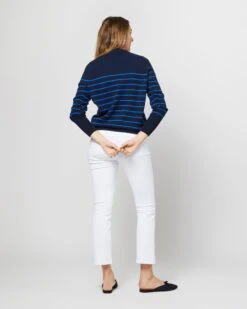 Cydney Boyfriend Crewneck Sweater In Navy/Blue Stripe Cashmere 8 Cydney Boyfriend Crewneck Sweater In Navy/Blue Stripe Cashmere -HERNO || ULLA JOHNSON || A.P.C. Shop S71454 1419