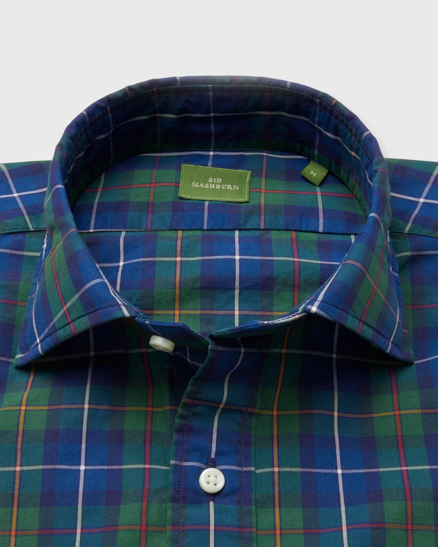 Spread Collar Sport Shirt In Green/Blue/Yellow Plaid Poplin 3 Spread Collar Sport Shirt In Green/Blue/Yellow Plaid Poplin - Image 3
