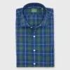 Spread Collar Sport Shirt In Green/Blue/Yellow Plaid Poplin