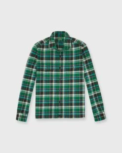 Band-Hem Work Shirt In Green/Brown/Sky Plaid Twill 6 Band-Hem Work Shirt In Green/Brown/Sky Plaid Twill -HERNO || ULLA JOHNSON || A.P.C. Shop S71717 145