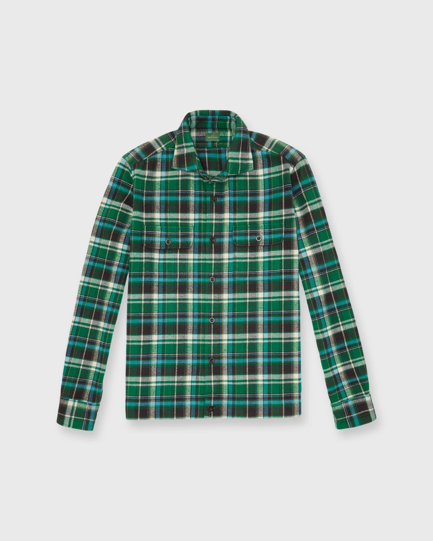 Band-Hem Work Shirt In Green/Brown/Sky Plaid Twill 3 Band-Hem Work Shirt In Green/Brown/Sky Plaid Twill - Image 3