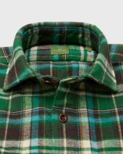 Band-Hem Work Shirt In Green/Brown/Sky Plaid Twill 7 Band-Hem Work Shirt In Green/Brown/Sky Plaid Twill -HERNO || ULLA JOHNSON || A.P.C. Shop S71717 308
